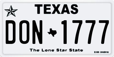 TX license plate DON1777