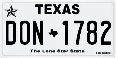 TX license plate DON1782