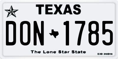 TX license plate DON1785