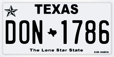 TX license plate DON1786