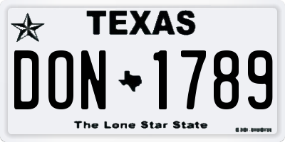 TX license plate DON1789