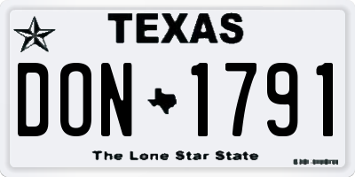 TX license plate DON1791