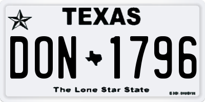 TX license plate DON1796