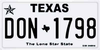 TX license plate DON1798