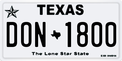 TX license plate DON1800