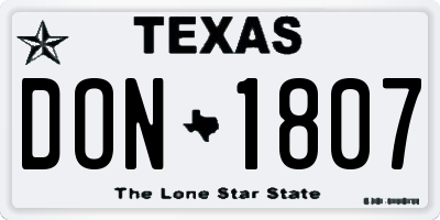 TX license plate DON1807