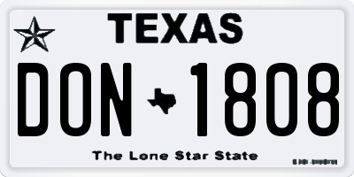 TX license plate DON1808