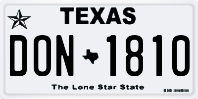 TX license plate DON1810