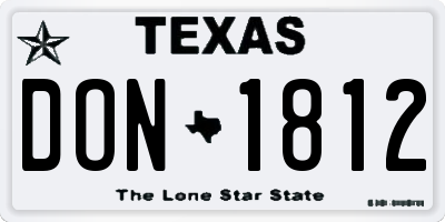 TX license plate DON1812