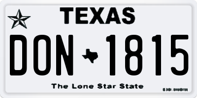 TX license plate DON1815