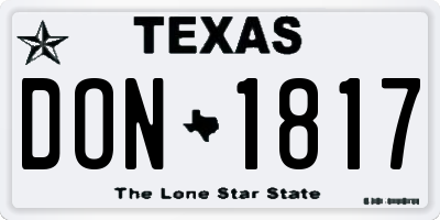 TX license plate DON1817