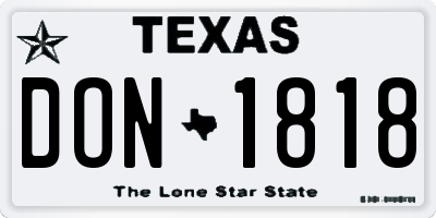 TX license plate DON1818