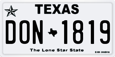 TX license plate DON1819