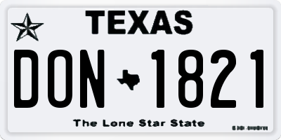 TX license plate DON1821