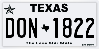 TX license plate DON1822