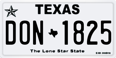 TX license plate DON1825