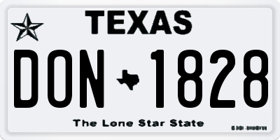 TX license plate DON1828