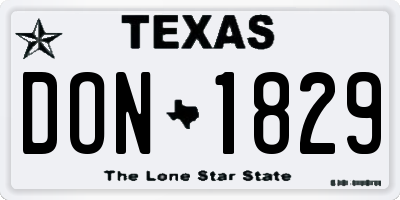 TX license plate DON1829