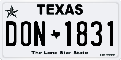 TX license plate DON1831