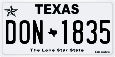 TX license plate DON1835