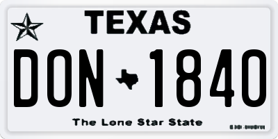 TX license plate DON1840