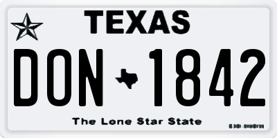 TX license plate DON1842