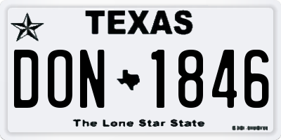 TX license plate DON1846