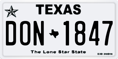TX license plate DON1847
