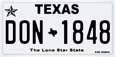 TX license plate DON1848