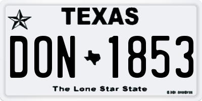 TX license plate DON1853