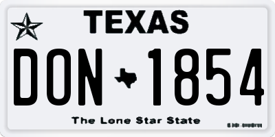 TX license plate DON1854