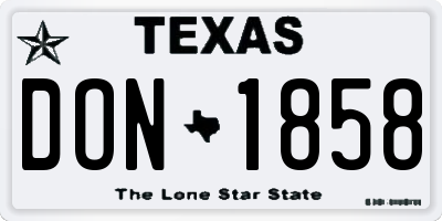 TX license plate DON1858
