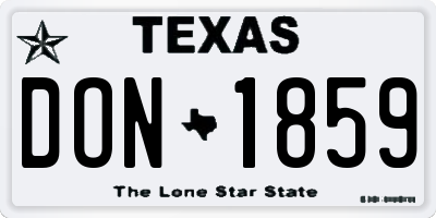 TX license plate DON1859