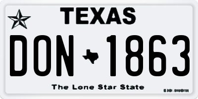 TX license plate DON1863