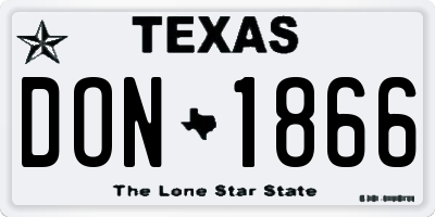 TX license plate DON1866