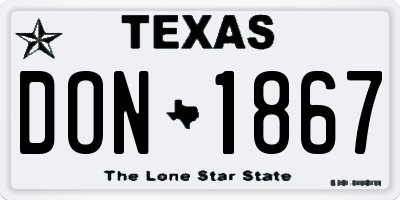 TX license plate DON1867
