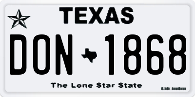 TX license plate DON1868