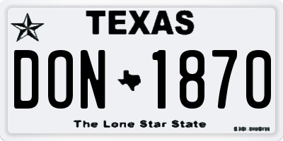 TX license plate DON1870