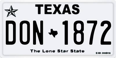 TX license plate DON1872