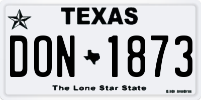 TX license plate DON1873