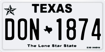 TX license plate DON1874