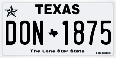 TX license plate DON1875