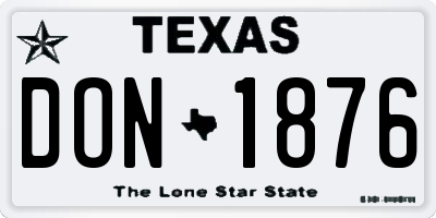 TX license plate DON1876