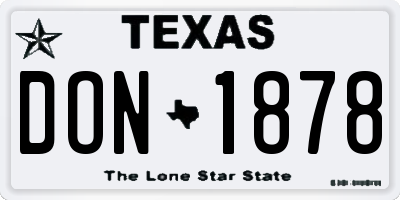 TX license plate DON1878