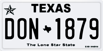 TX license plate DON1879