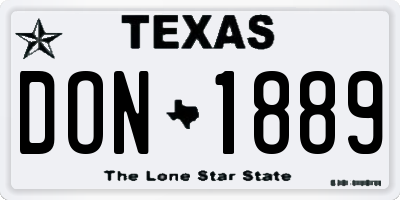 TX license plate DON1889