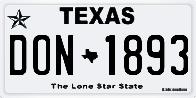 TX license plate DON1893