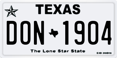 TX license plate DON1904