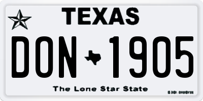 TX license plate DON1905