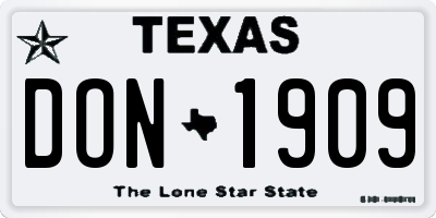 TX license plate DON1909